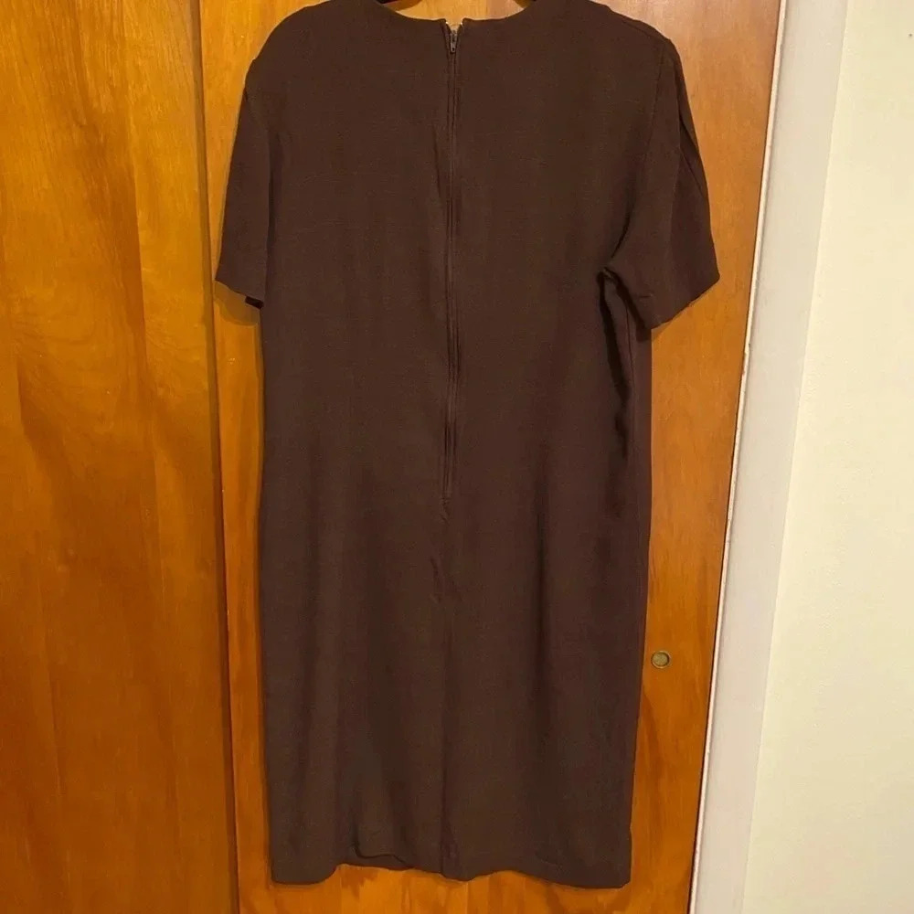 Leslie Fay Vintage Rich Brown Faux Button Front Women’s Dress Size 14 - Picture 7 of 7